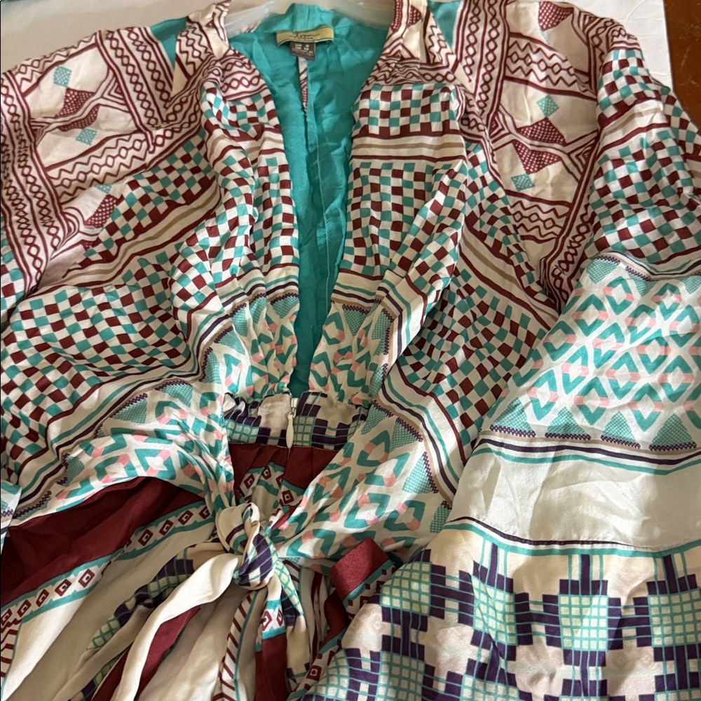 Issa London 100 percent silk tunic style Multicolor Geometric blouse - Picture 2 of 15